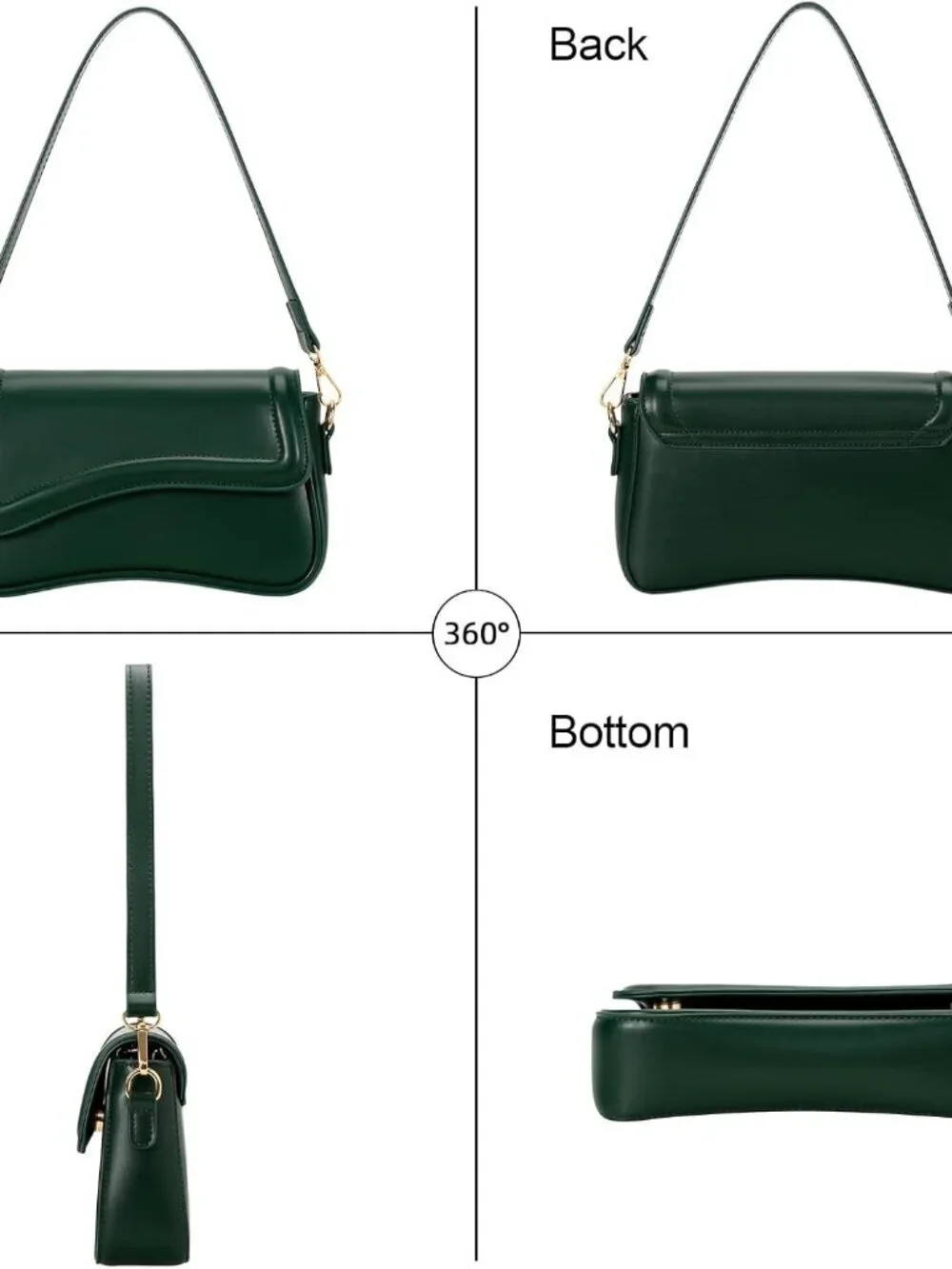 Women's Green Small Clutch Purses Cute Hobo Imported Handbag Shoulder Bag
